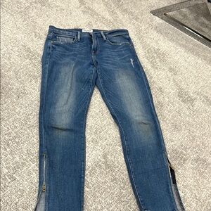Blue  FRAME Denim Jeans with Zipper Details